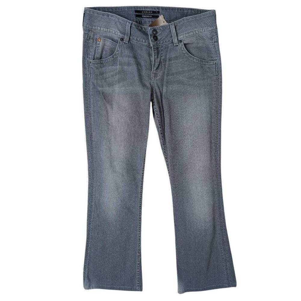 Hudson 29 32”Gray Beth Mid-Rise Baby Bootcut Jeans